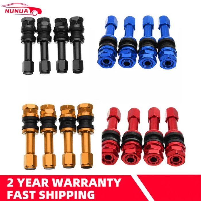 4Pcs 5cm/1.96 inch Bolt-in TR48E Tire Valve Stems Tubeless Wheel Valves Dust Caps High Pressure Alu