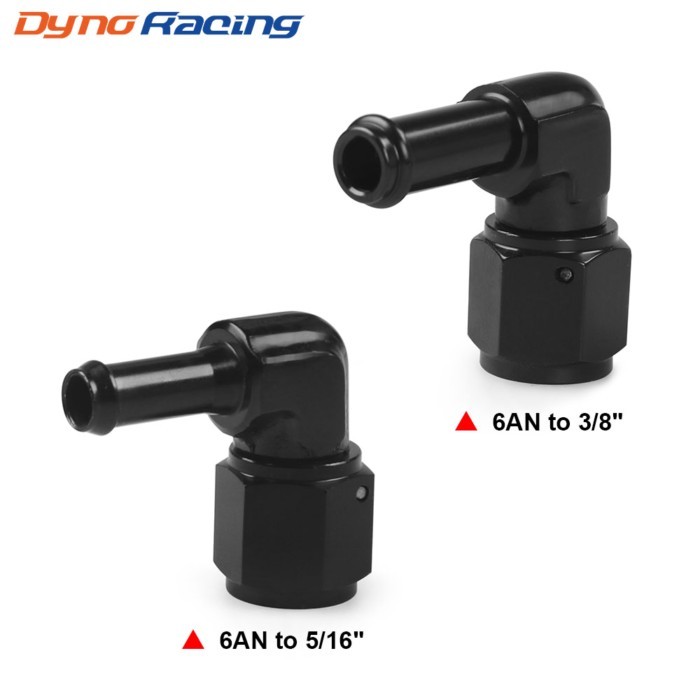 6AN Female to 3/8'' 5/16" Barb Fitting Adapter 90 Degree Swivel Aluminum Oil Pipe Connector