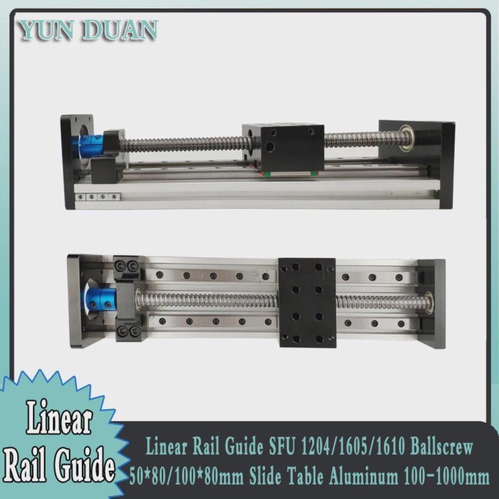 Double Square Linear Guide Sliding Table SFU 1204/1605/1610 100-1000mm Stroke Ball Screw Platform X