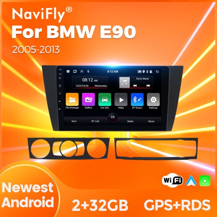 NaviFly Carplay Android Auto Car Radio For BMW 3 Series E90 E91 E92 E93 2005-2012 Car Multimedia GP