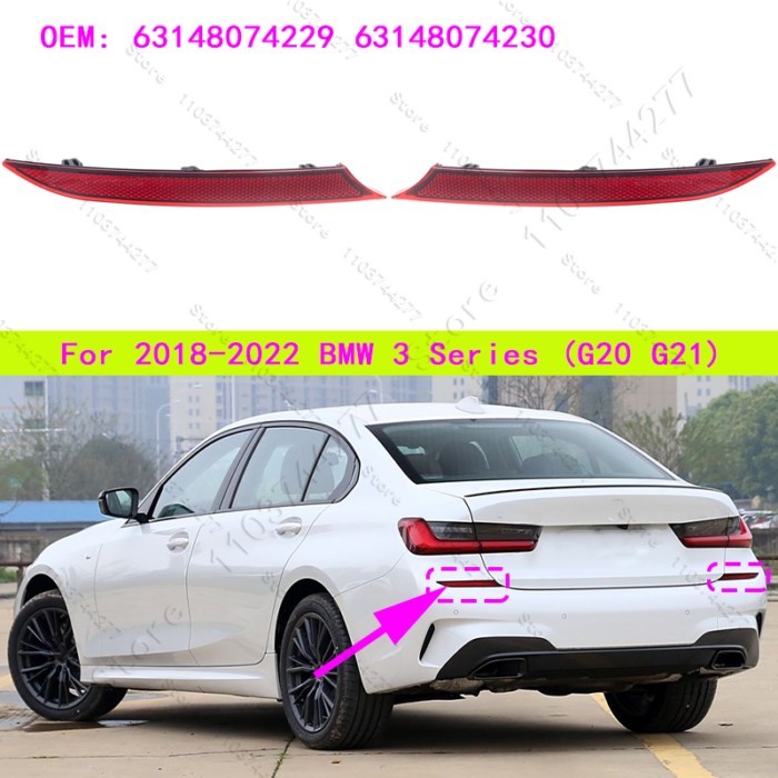 For 2018-2022 BMW Chassis (G20 G21) 330e 330eX 330i 330iX M340i M340iX Rear Bumper Reflective Strip