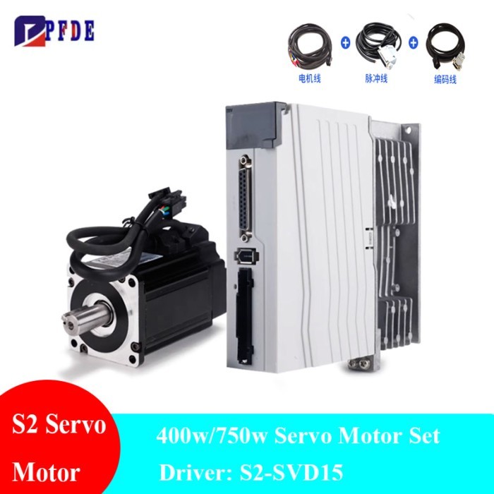 Magnetic Or Optical Encoder S2-SVD15 Driver with AC 220V 400W 750W Servo Motor 1.27N.M/ 2.39N.m 300