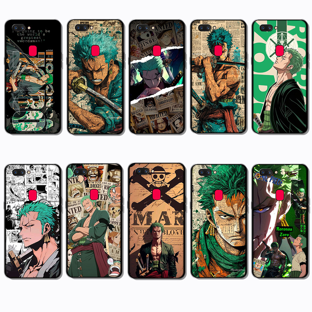 สําหรับ OPPO A1 A1K A3S A5 A5S A7 A8 A9 A11 Roronoa Zoro ขอบสีดําเต็มรูปแบบเคสโทรศัพท์ TPU | Defense