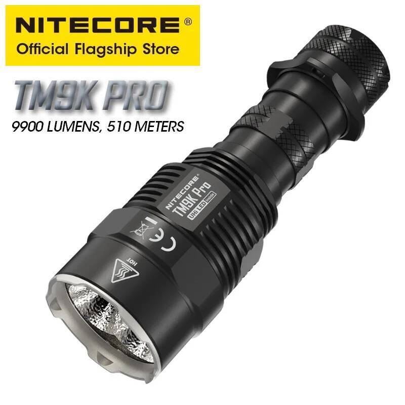 NITECORE TM9K pro 9900 Lumens ไฟฉายสปอตไลท์ป้องกันตัวเอง USB-C ฟลัดไลท์แบบชาร์จไฟได้ 18W Fast QC ชาร