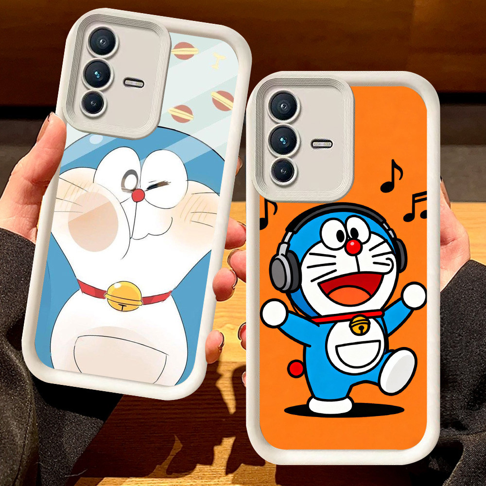 G-58 Doraemon ปลอกน่ารักสําหรับ VIVO Y200 V23 Y75 V50 V23E Lite 5G สีดําและสีขาว