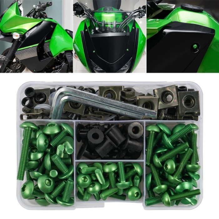 190pcs Bodywork Screws Fairing Bolts Kit for Kawasaki Ninja ZX10R ZX1000 2015 - 2019 ZX12R ZX14 ZX1