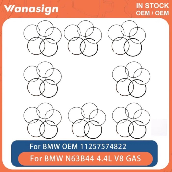 Engine 8pcs Piston Rings Set Fit 4.4 L For BMW M5 M6 X5 X6 F07 F10 F90 F06 F13 F16 N63 N63B44 4.4L