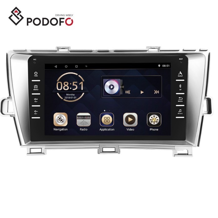 Podofo android 10 Car Radio Multimedia Player  For Toyota Prius 2009-2013 Left titanium