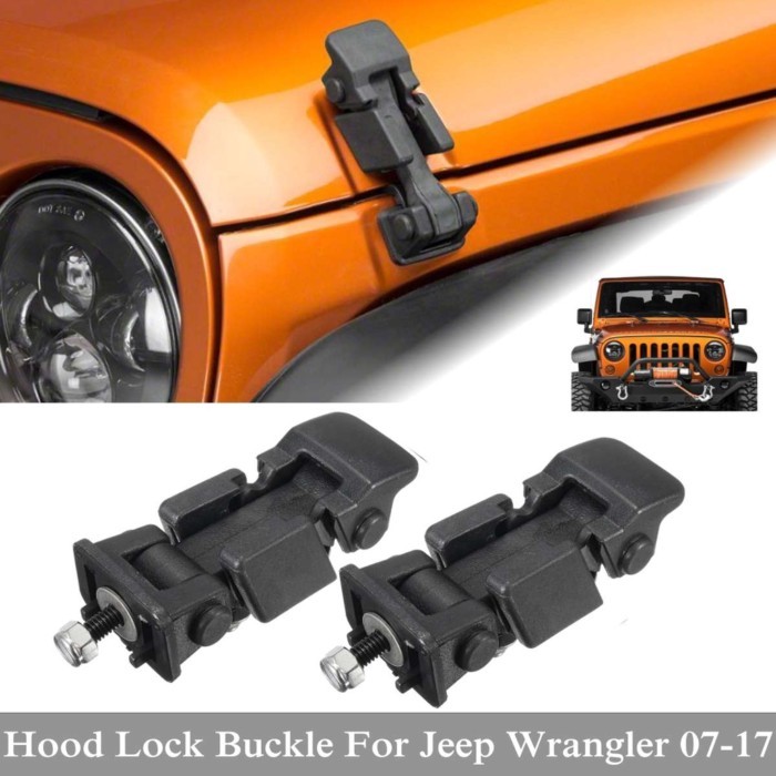 2pcs Black Car Engine Lock Hood Latch Catch Cover ABS Car Exterior Accessories For Jeep/Wrangler TJ