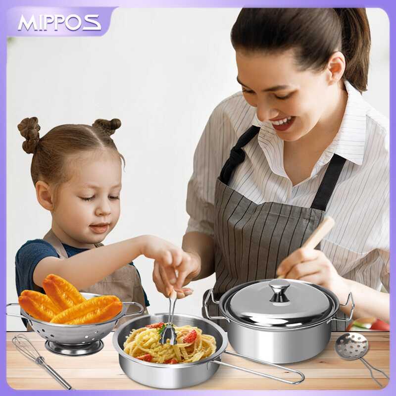 C Mippos Kitchen Pretend Play Toys Easter Learning Cooking Toys Party Cookware Utensils Playset Pot