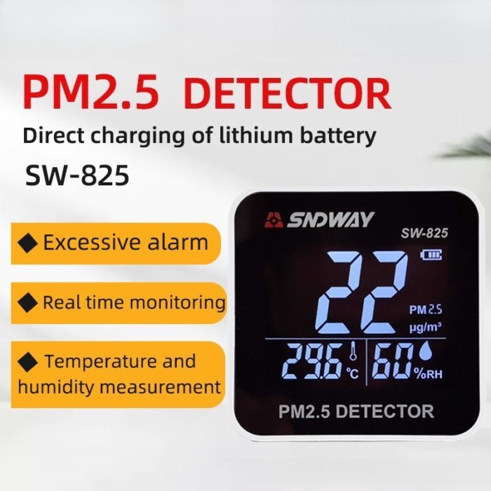 SNDWAY PM2.5 Monitor Air Quality Monitor PM 2.5 Detector Electrical Mini Temperature Humidity Gas A