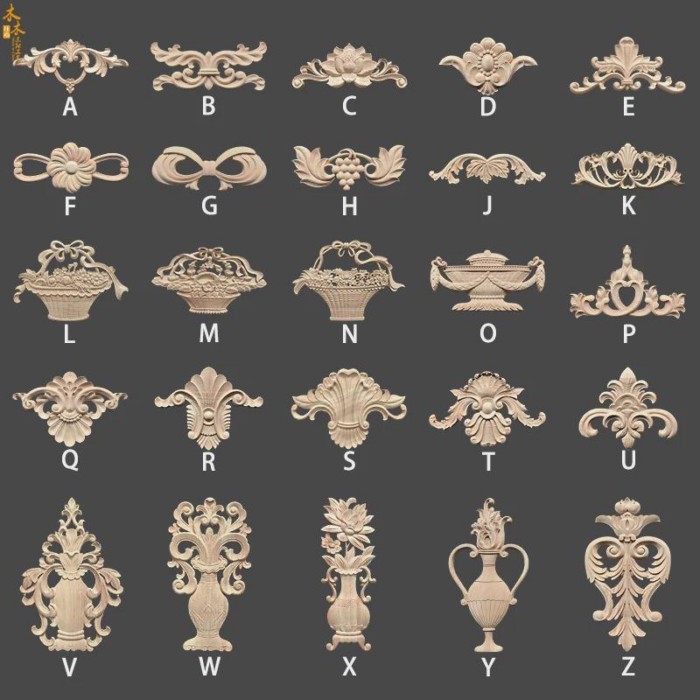 2pc Solid Wood Carved Decal Decoration Furniture Decorations Bedroom Cabinet Decoration Home Furnis
