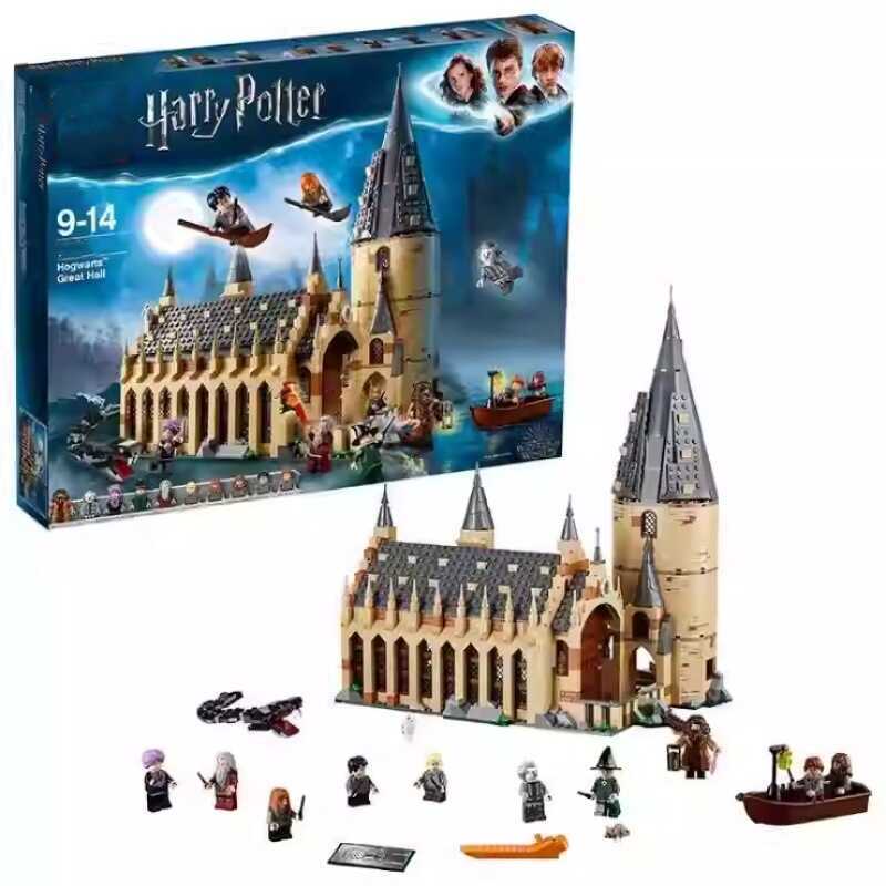 เลโก้ที่เข้ากันได้ข้ามพรมแดน 75954 บล็อกตัวต่อปราสาท Harry Potter Hogwarts Auditorium ประกอบของเล่น