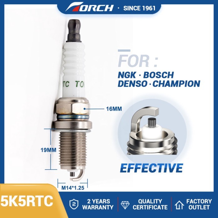 Spark Plug TORCH 5K5RTC Compatible with Candle BCPR5ES for F000KE0P03 Champion RC12YC Denso K20PR-U