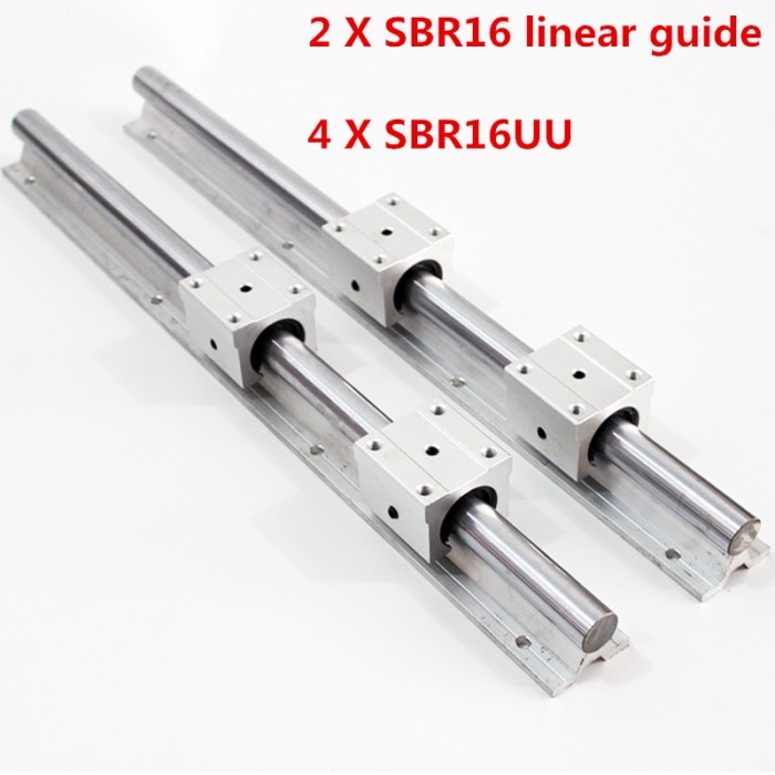 4pcs SBR16UU Linear Bearing Block+2pcs SBR16 16mm Linear Rail Guide 300 400 500 600 1000 1200 1500
