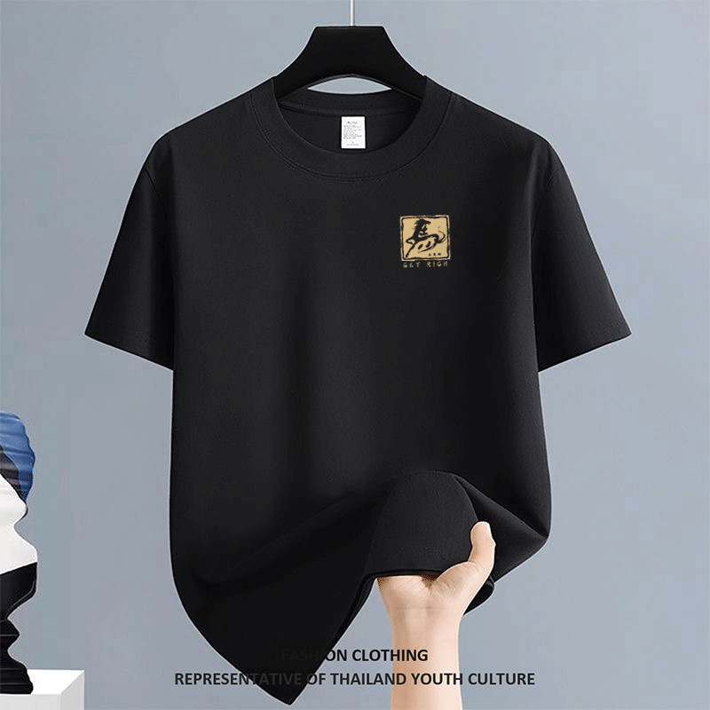 1314 เสื้อยืดผู้ชาย OVERSIZE สตรีทแฟชั่น ลายการ์ตูน คอกลม COOL Christmas CASUAL FASHION สีดําแขนสั้น สีขาว-ดำ NEW YEAR - รูปที่ 2