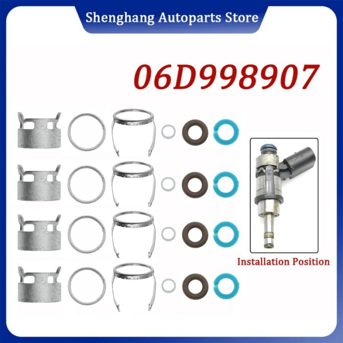 Fuel Injector O-ring Seal Kit Clip For Audi A4 A6 TT A3 VW Scircco Jetta Passat GTI EOS 2.0L 06D998