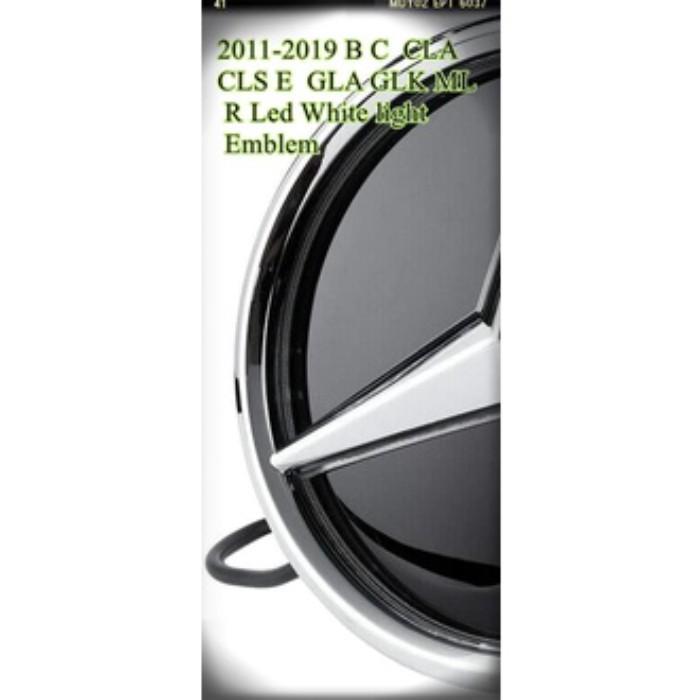 18.5CM Emblem Led Badge Light Car Star White Logo Front Grill Shiny Suitable 2011-2019 A B C E R GL