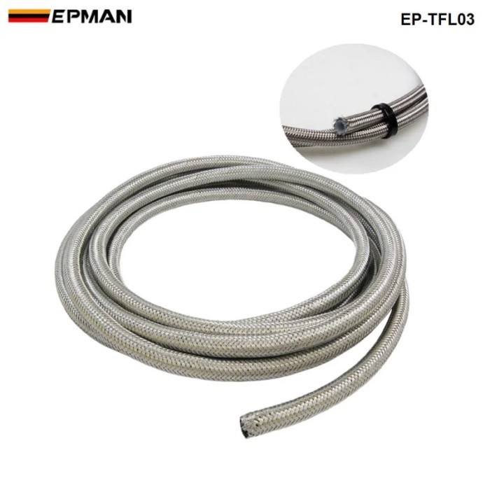 50M Braided Stainless Steel 3AN AN3 AN-3 Brake Swivel Hose PTEF Hydraulic Brake Fuel Line Hose EP-T