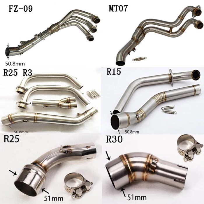 For Yamaha FZ09 MT07 FZ07 R15 R25 R3 R30 YZF FZ-09 MT09 MT-09 Motorcycle Exhaust Muffler Middle Mid