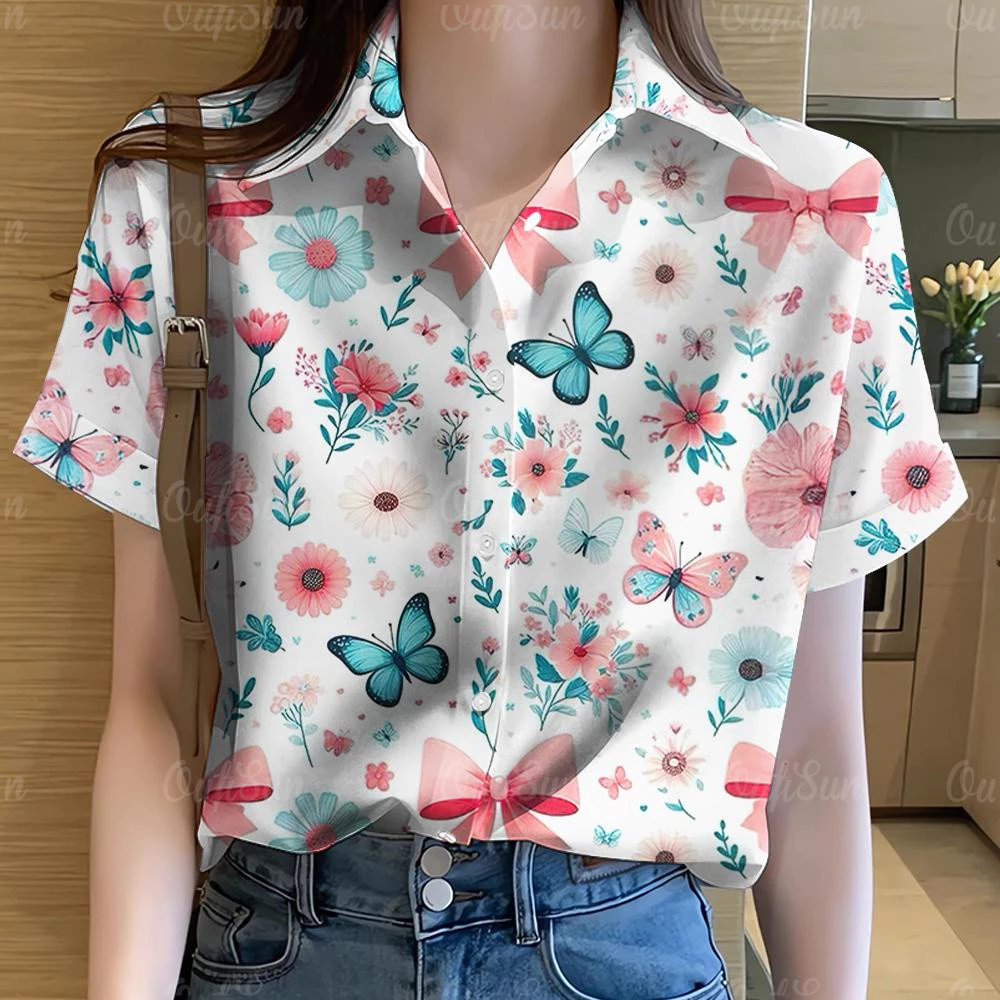 เสื้อเชิ้ตพิมพ์ลายดอกไม้สงกรานต์ แขนสั้นผ้าแห้งเร็ว thumbnail 4