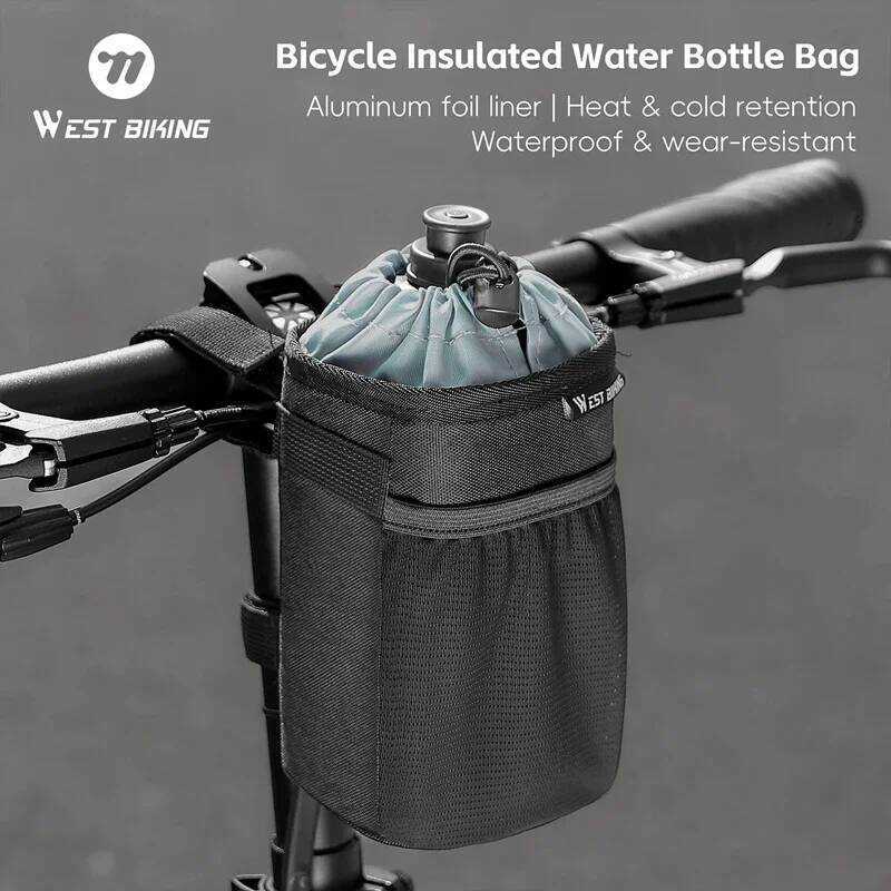C WEST BIKING Cycg Water Bottle Outdoor 1L Large Capacity Insulated Handlebar Water Bottle Kettle C