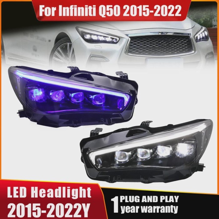 HeadLight for Nissan Infiniti Q50 Led Headlights 2015 2016 2017 2018 2019-22 Headlamps All Led 4 Le