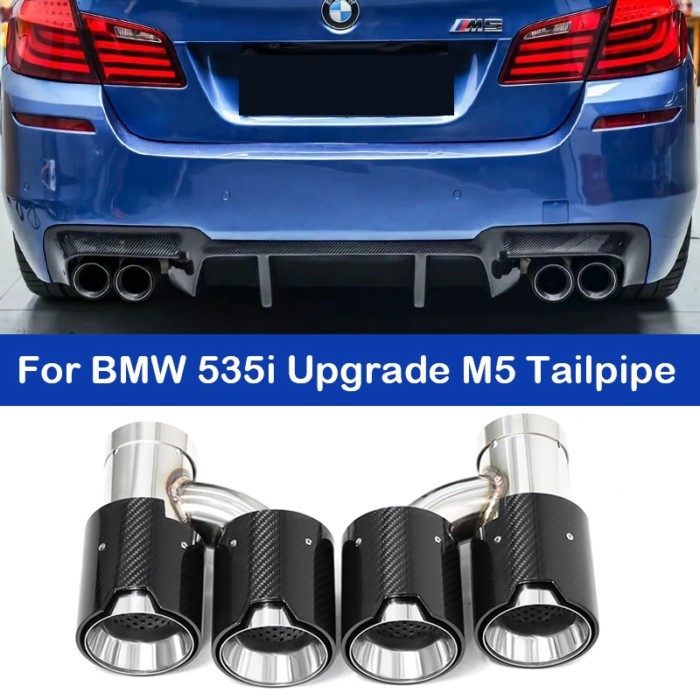 Exhaust Tailpipe Tip For BMW 535i 535d F10 F11 F18 Upgrade M5 Rear Bumper Tailpipe  Carbon Fiber Mu
