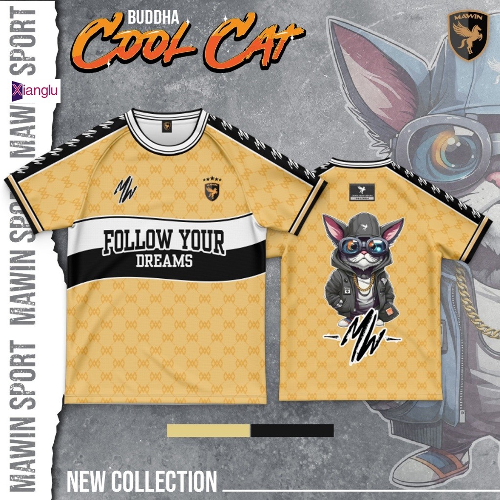 MAWIN Buddha Cool Cat Oversize เสื้อกีฬาแฟชั่นใส่ได้ทั้งหญิงชาย