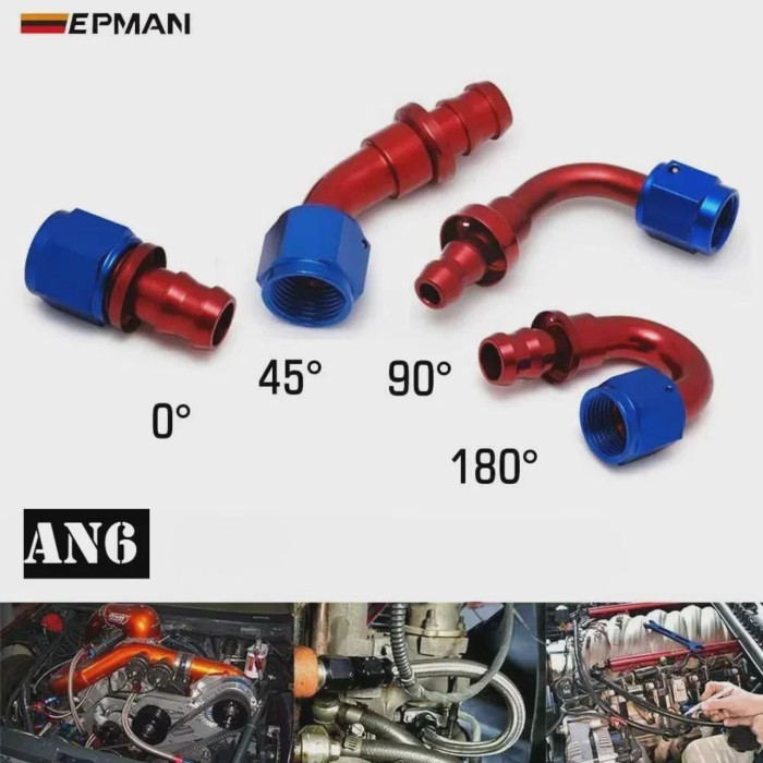 EPMAN 10PCS/LOT AN6 Fuel Hose End Push-On Male Fitting Straight 45Degree 90Degree 180Degree Swivel