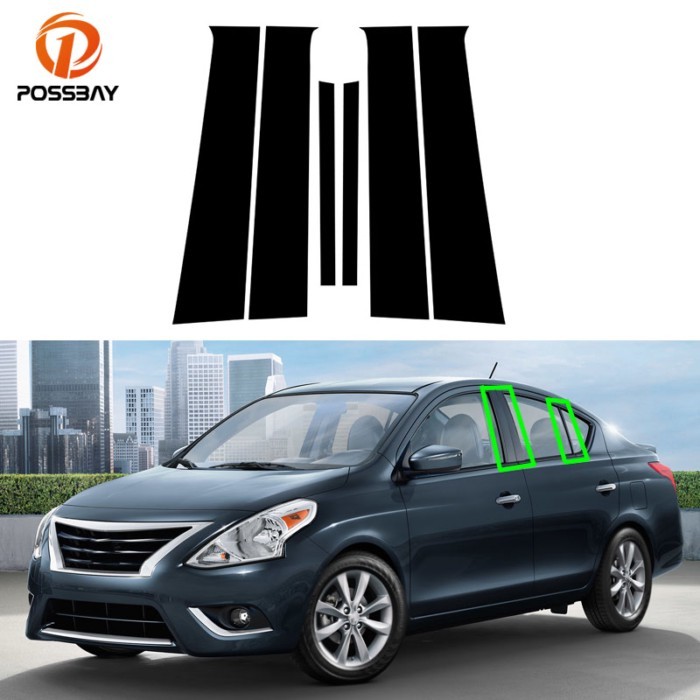 6 Pcs Car Pillar Posts Window Trim Cover BC Column Sticker Accessories for Nissan Almera Sunny Vers