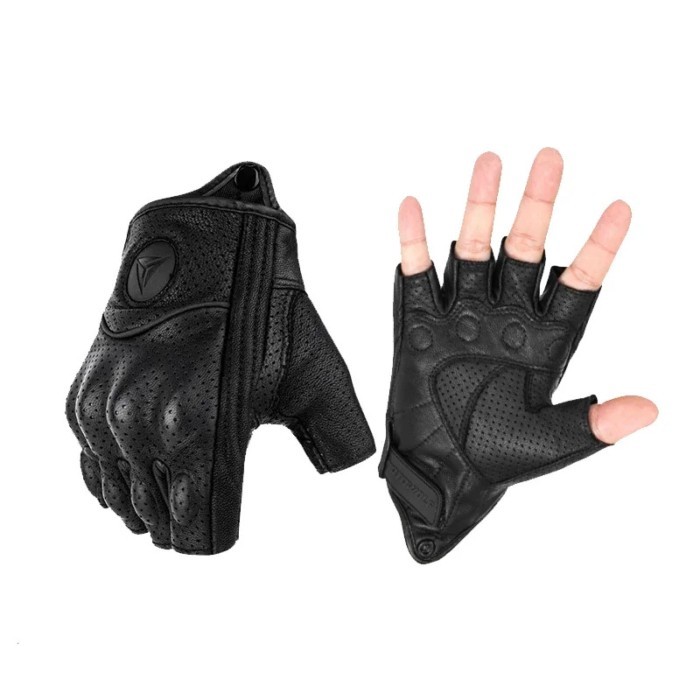 Half Finger Motorcycle Gloves Leather Guantes Moto Gloves Cycling Gloves Fingerless Gloves Retro Gl