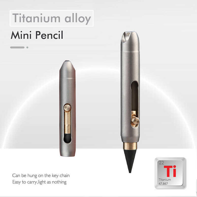 สินค้าใหม่ Mini Titanium Alloy Portable Pen Titanium Alloy Pencil Titanium Eternal Pen Portable Easy
