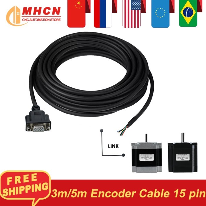 3m 5m 8m Encoder Cable 15 pin for Nema23 Nema34 Close Loop Servo Motor Hybrid Servo Driver Extensio