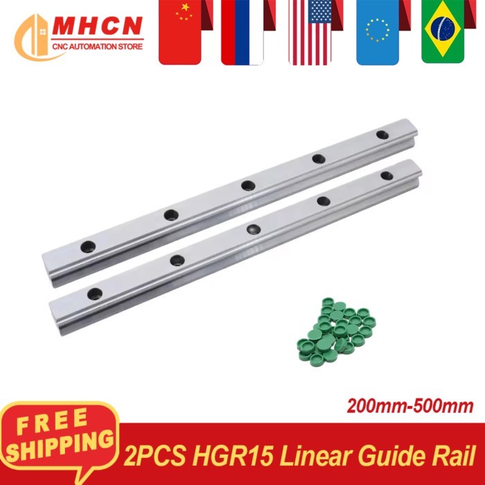 MHCN EU Warehouse 2PCS 200-500mm HGR15 Linear Rails CNC Guides Linear Guide For CNC Router Engravin