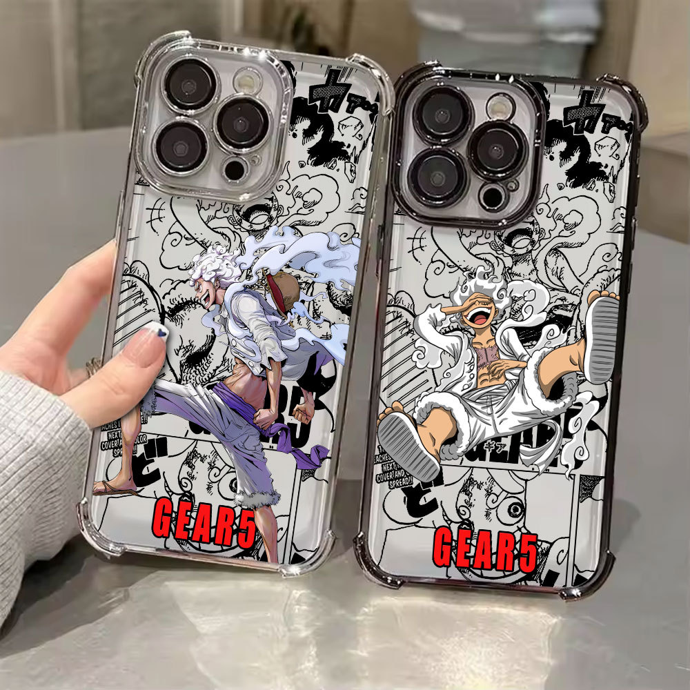 SAMSUNG One Piece Luffy Sun God Nika Manga ElectroplatedสําหรับSamsung A57 5G A37 A17 A07 ClearปลอกG