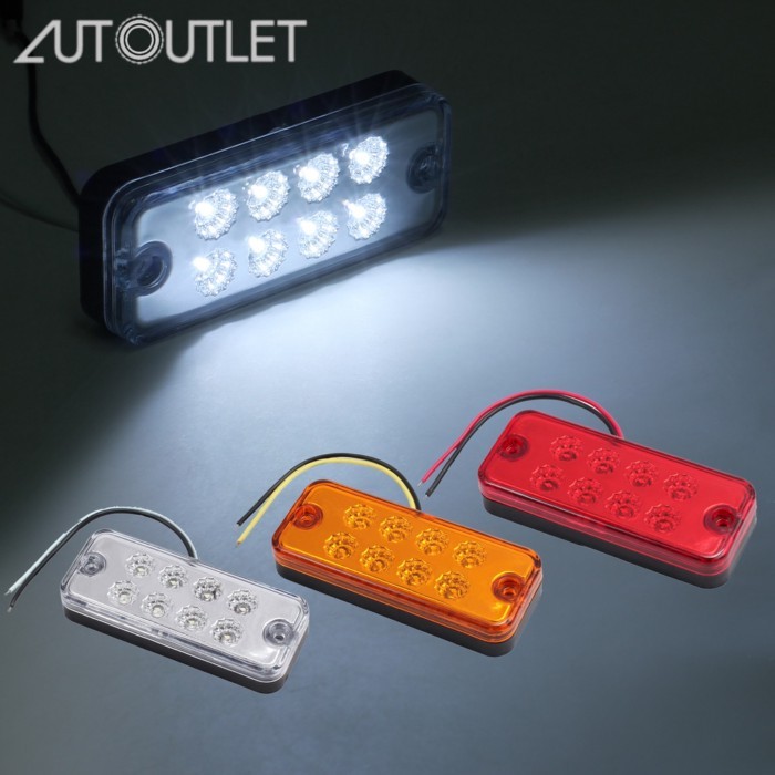 AUTOUTLET 12Pcs 12V/24V LED Side Marker Lights Car External Lights Warning Tail Trailer Truck Lorry