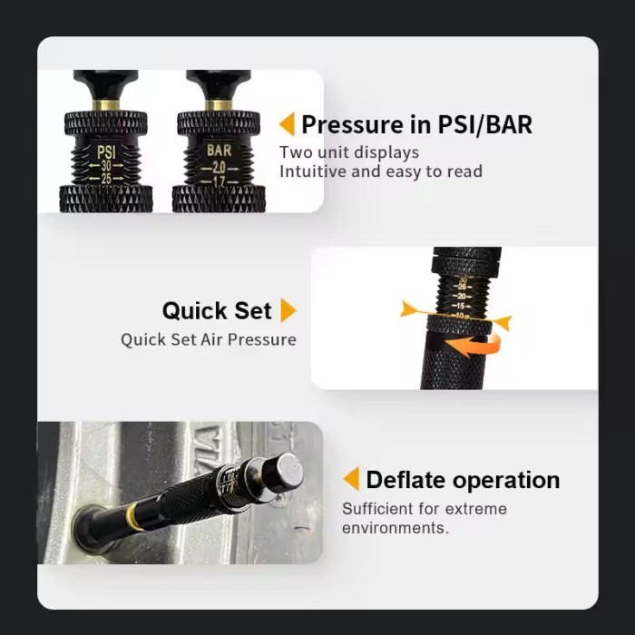 Tire pressure relief valves  Adjustable Auto Stop Tire Deflator Precision Tire Pressure Reduction T