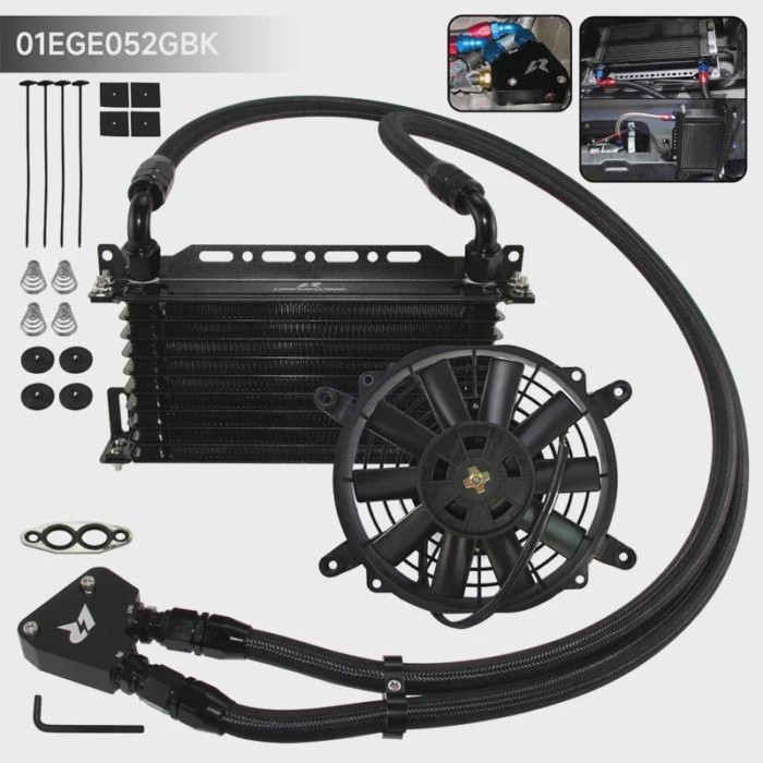 10/13/15 Row Oil Cooler  w/ Bracket 7" Electric Fan Kit For Chevrolet Camaro GM LS1 LS2 LS3 LS6 LS7