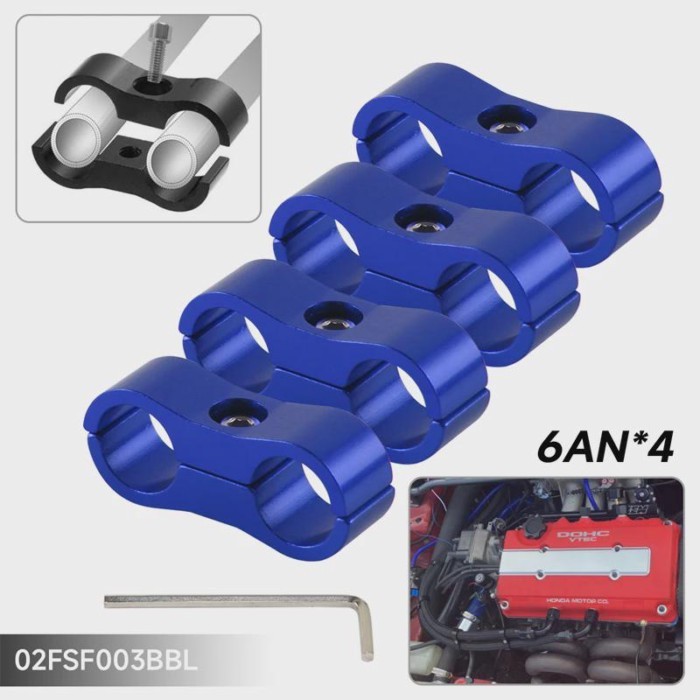 4AN 6AN 8AN 10AN 12AN Braided Hose Separator Clamp Adapter 4PCS Fuel Line Fitting Bracket Aluminum
