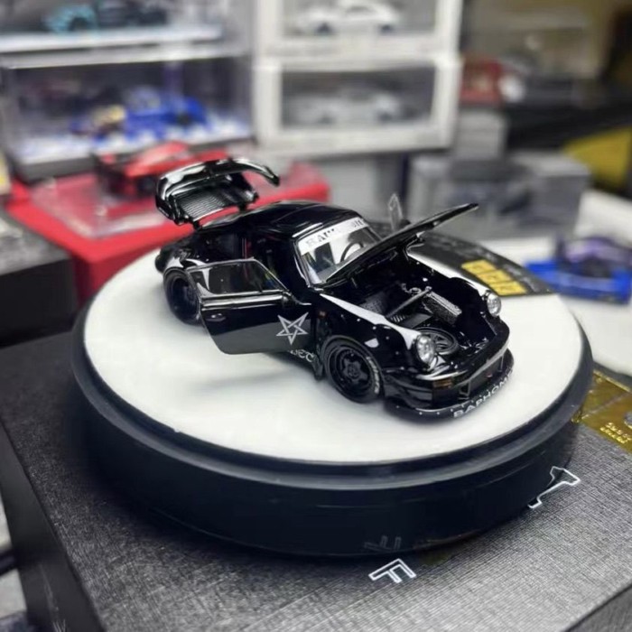 พร้อมสต็อก 1: 640 PGM Porsche 930 Baphomet Demon RWB Wide Body Full Open Alloy Car Model คลังสินค้าพ