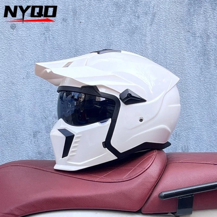 Orz Motorcycle Helmet Four Seasons Vintage Knight Combination Helmet Men's Motorcycle Full Helmet D