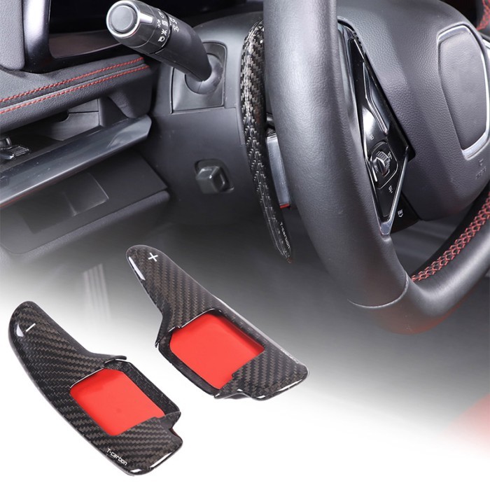 For Chevrolet Corvette C8 Stingray Z51 Z06 2020-2024 Real Carbon Fiber Interior Steering Wheel Padd