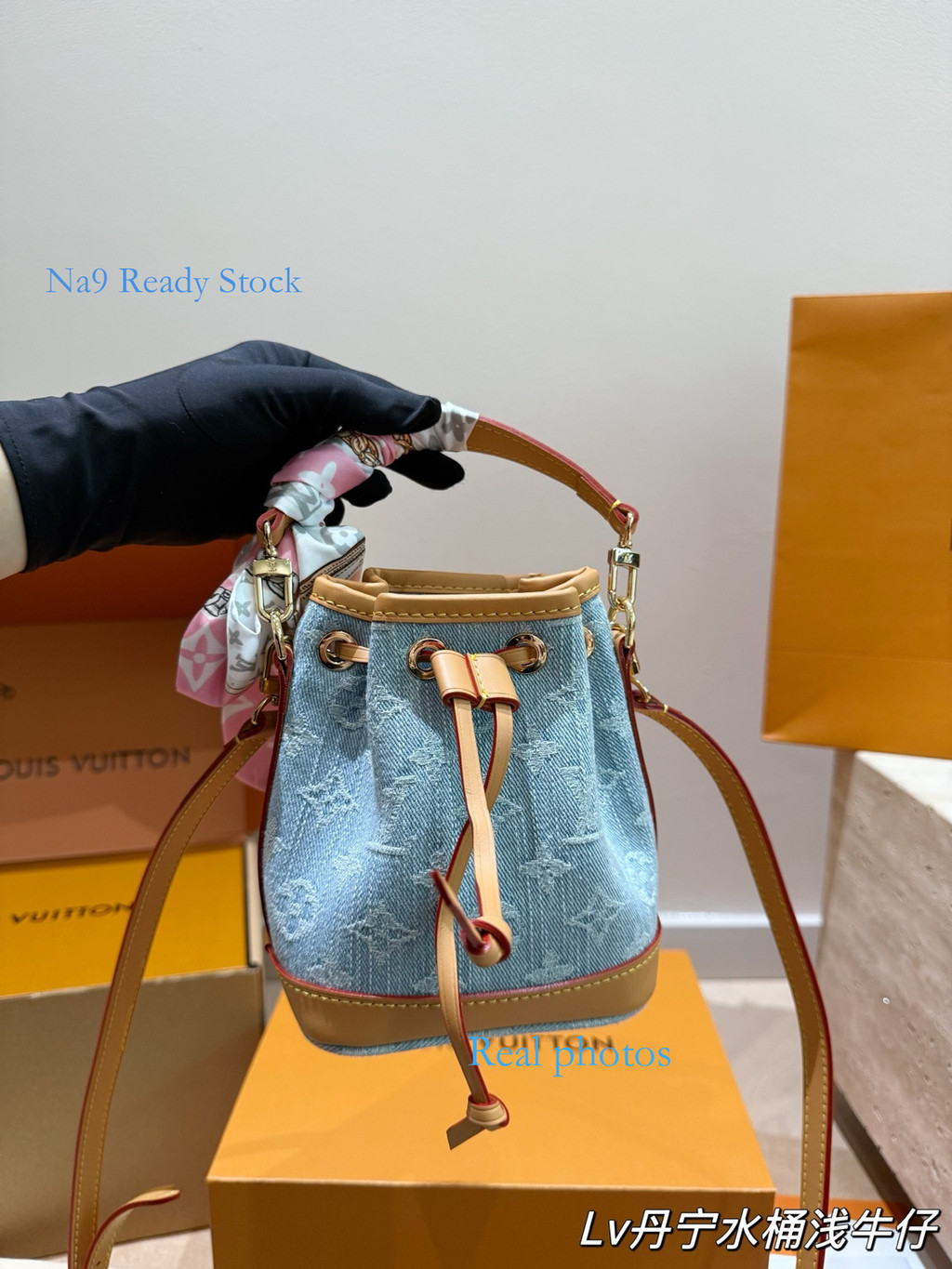 [na9 Ready Stock] Size: 13x16x10cm Denim Bag New Style Bucket Bag Handbag Messenger Bag Small