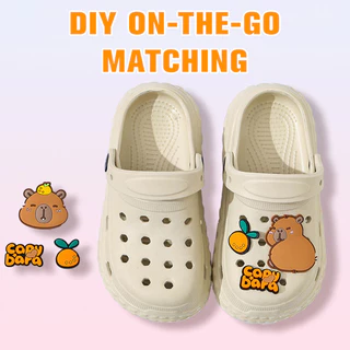 [BANGKOK SHIPPING] รองเท้าแตะกันลื่น EVA ลายพิมพ์แคปิบาราน่ารัก คุณภาพสูง DIY Crocs สำหรับเด็ก3-8 ปี