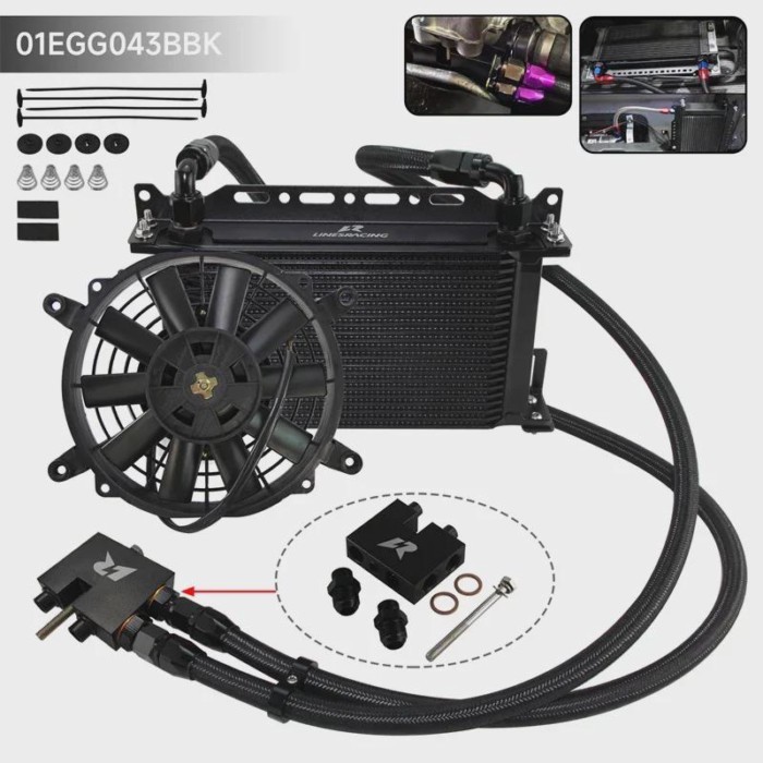 22/25/30 Row AN10 Oil Cooler Black w/7" Electric Fan Kit For 2006-2011 BMW 3 Series N54 Engine 135