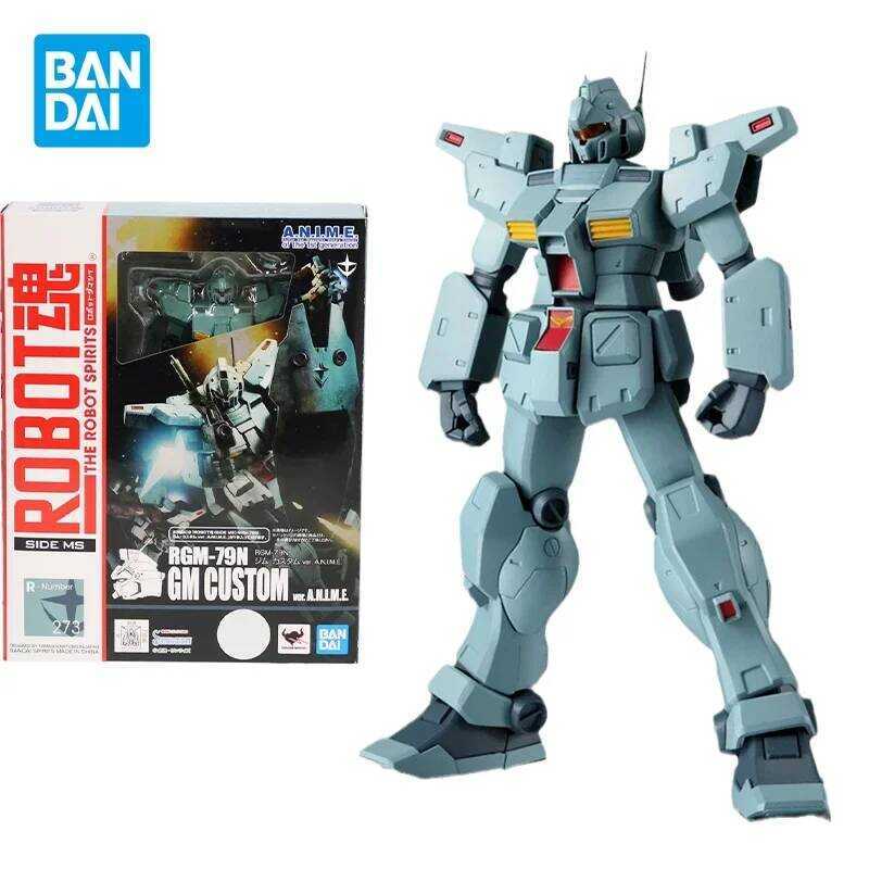 Bandai Original GUNDAM Anime Figure RGM-79N GM CUSTOM Action Figure THE ROBOT SPIRITS Toys for Kids