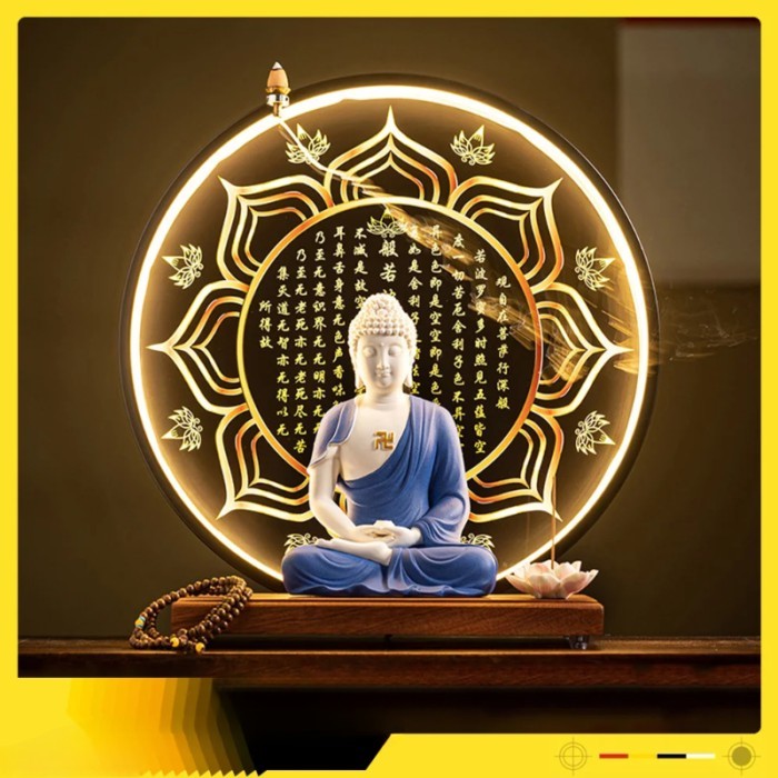 Ceramic Buddha statue Shakyamuni Buddha statue lamp ring customized incense gallery home decoration