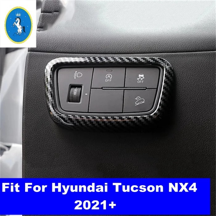 For Hyundai Tucson NX4 2021 2022 2023 ABS Carbon Fiber Car Headlight Adjustment Button Decoration P