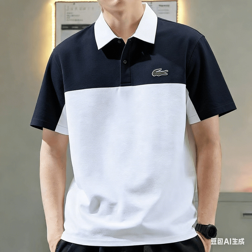 เสื้อโปโลพิมพ์ลายจระเข้และสัญลักษณ์ สำหรับผู้ชาย สไตล์เรียบง่ายสวมใส่ง่าย